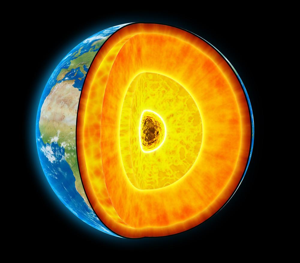 The ancient ocean floor surrounds the Earth’s core