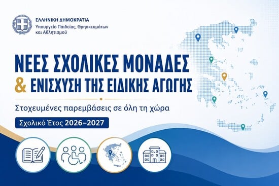Υπουργείο Παιδείας: Νέες σχολικές μονάδες, ενίσχυση Ειδικής Αγωγής, στοχευμένες παρεμβάσεις σε σχολεία